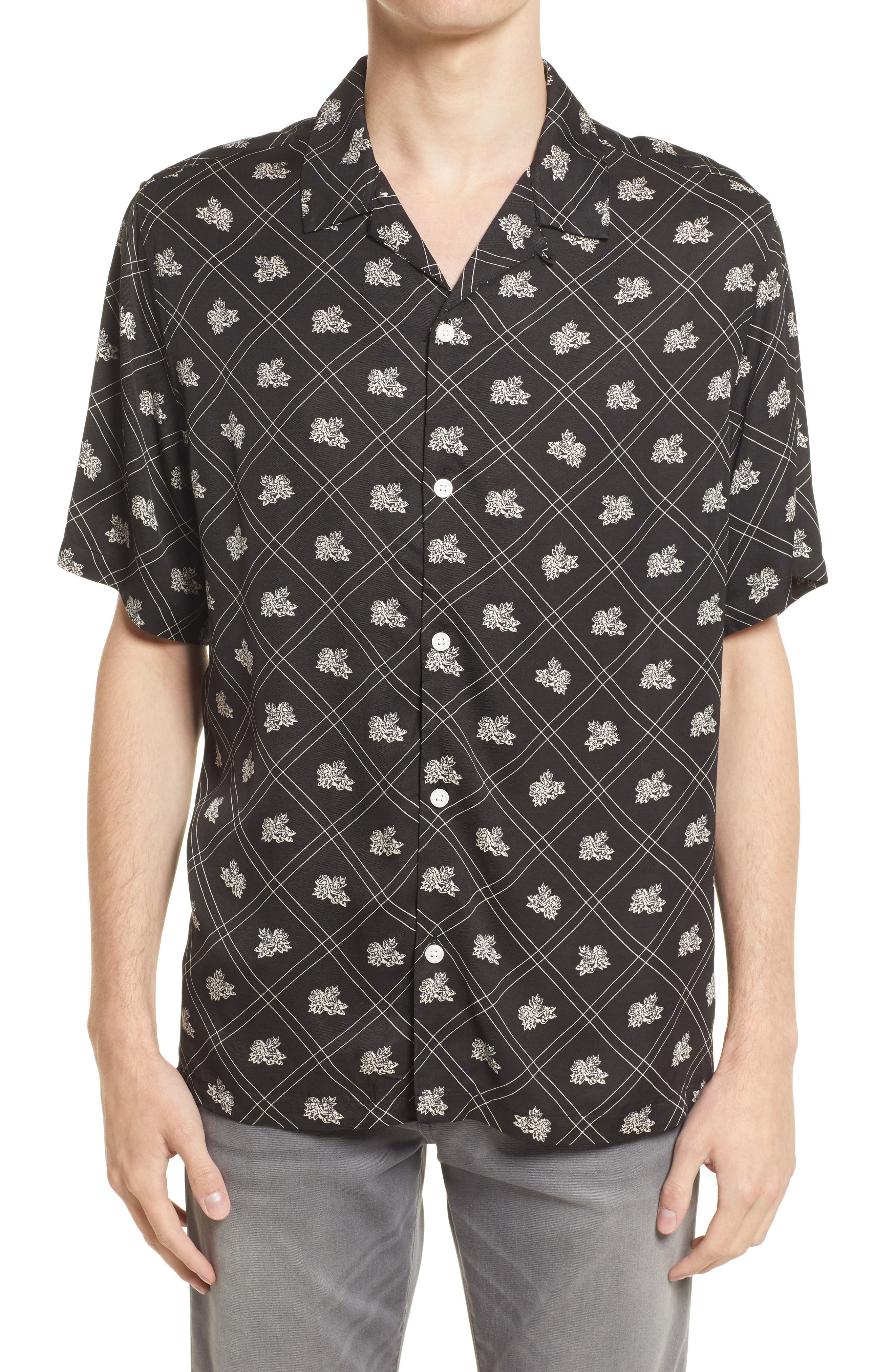 AP.Room Ghetto Mens Casual Short Sleeve Shirt Black AP.Room Ghetto Mens Casual Short Sleeve Shirt Black